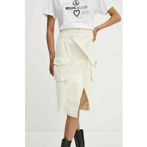 Moschino Jeans fustă din denim culoarea bej, midi, dreaptă, 0119.8225 imagine