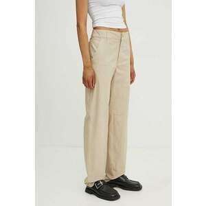 Moschino Jeans pantaloni de bumbac culoarea bej, drept, high waist, 0311.8219 imagine