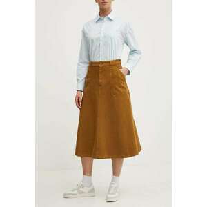 A.P.C. fusta din bumbac jupe laurie culoarea maro, midi, evazati, COGZV.F06410 imagine