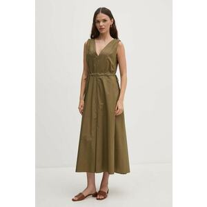 Sandro Ferrone rochie din bumbac culoarea verde, midi, evazată, SFS7XBDMADA imagine