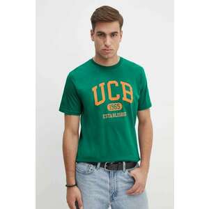 United Colors of Benetton tricou din bumbac barbati, culoarea verde, cu imprimeu, 3I1XU1096 imagine