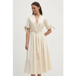 Sandro Ferrone rochie din bumbac culoarea bej, midi, evazată, SFS31XBDSAVONARO imagine