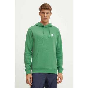 adidas Originals hanorac de bumbac barbati, culoarea verde, cu glugă, neted, IX7671 imagine