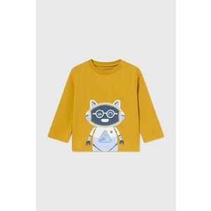 Mayoral longsleeve din bumbac pentru bebeluși culoarea galben, cu imprimeu, 2040 imagine
