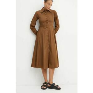 MAX&Co. rochie din bumbac culoarea maro, midi, evazată, 2426226041200 imagine