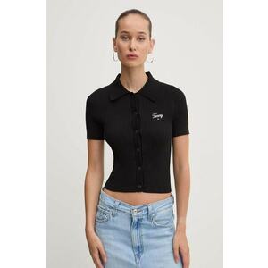 Tommy Jeans cardigan femei, culoarea negru, light, DW0DW18525 imagine