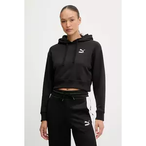 Puma hanorac de bumbac BETTER CLASSIC femei, culoarea negru, cu glugă, cu imprimeu, 624229 imagine