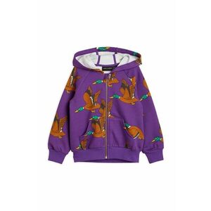 Mini Rodini hanorac de bumbac pentru copii culoarea violet, cu glugă, modelator imagine