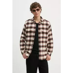 Levi's camasa din bumbac barbati, culoarea maro, cu guler clasic, relaxed imagine