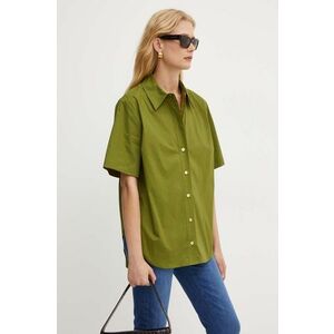 MICHAEL Michael Kors camasa femei, culoarea verde, cu guler clasic, regular, MT440MBF4C imagine