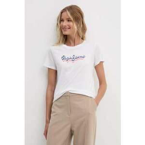 Pepe Jeans tricou din bumbac ENARA femei, culoarea alb, PL505879 imagine