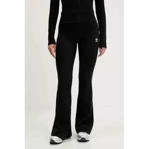 adidas Originals pantaloni Essential femei, culoarea negru, evazati, high waist, IW5727 imagine