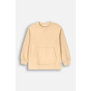 Coccodrillo hanorac de bumbac pentru copii culoarea bej, neted, EVERYDAY GIRL imagine