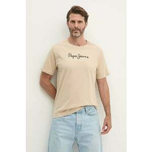 Pepe Jeans tricou din bumbac Eggo barbati, culoarea bej, cu imprimeu, PM508208 imagine