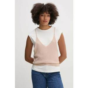 Sisley bluza femei, culoarea bej, neted, 3UNZL105V imagine