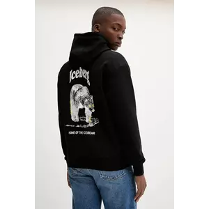 Iceberg hanorac de bumbac barbati, culoarea negru, cu glugă, cu imprimeu, E063 6300 imagine