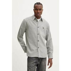 Bruuns Bazaar camasa de lana WoolBBReve culoarea gri, cu guler clasic, regular, BBM2405 imagine