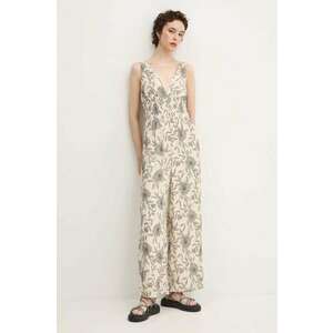 Abercrombie & Fitch salopeta culoarea bej, cu decolteu in v imagine