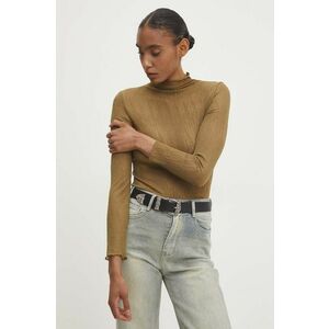 Answear Lab longsleeve culoarea verde, cu turtleneck imagine