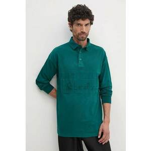 United Colors of Benetton longsleeve din bumbac culoarea verde, neted, 3G9WU3020 imagine