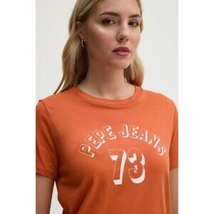Pepe Jeans tricou din bumbac GIGI femei, culoarea portocaliu, PL505958 imagine