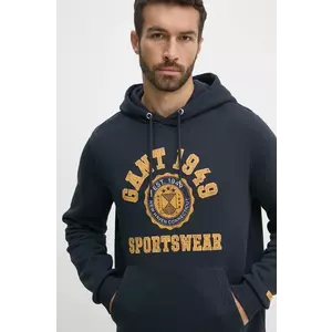 Gant bluza barbati, culoarea albastru marin, cu glugă, cu imprimeu, 2015068 imagine