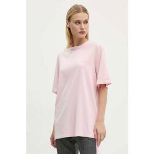 Rotate tricou din bumbac femei, culoarea roz imagine