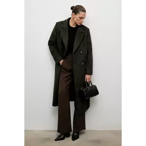 Answear Lab palton de lana culoarea verde, de tranzitie, cu doua randuri de nasturi imagine