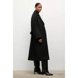 Answear Lab palton de lana culoarea negru, de tranzitie, cu doua randuri de nasturi imagine