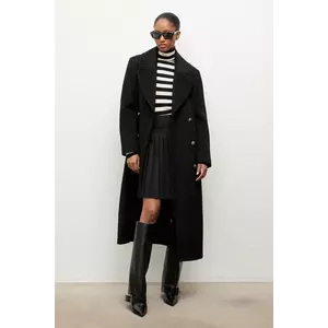 Answear Lab palton de lana culoarea negru, de tranzitie, cu doua randuri de nasturi imagine