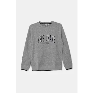 Pepe Jeans bluza copii BAIN CREW culoarea gri, cu imprimeu, PB581623 imagine