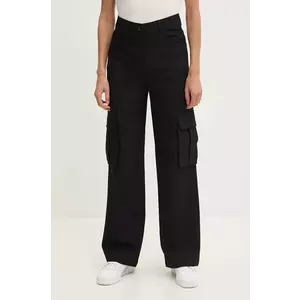 Sisley pantaloni femei, culoarea negru, drept, high waist, 4KVXLF05Y imagine