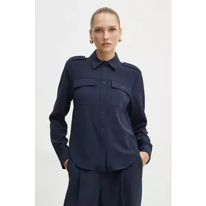 MICHAEL Michael Kors camasa femei, culoarea albastru marin, cu guler clasic, regular, MF4400CENX imagine