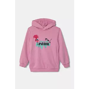 Puma bluza copii X TROLLS Hoodie TR culoarea roz, cu glugă, cu imprimeu, 627378 imagine
