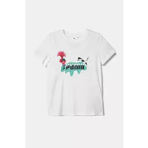 Puma tricou de bumbac pentru copii X TROLLS Tee culoarea alb, cu imprimeu, 627376 imagine
