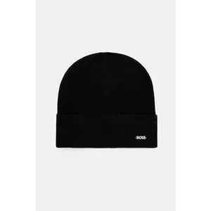 BOSS caciula de lana culoarea negru, de lana, din tesatura neteda, 50524276 imagine