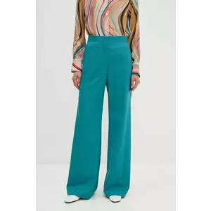 PS Paul Smith pantaloni de lana culoarea turcoaz, drept, high waist, W2R.206T.N31053 imagine