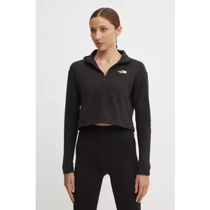 The North Face hanorac 100 Glacier Cropped 1/4 Zip culoarea negru, neted, NF0A855N4H01 imagine