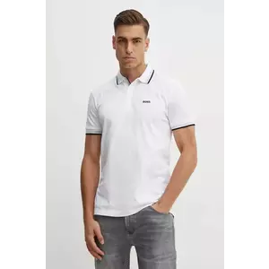 BOSS Green polo de bumbac culoarea alb, neted, 50469055 imagine