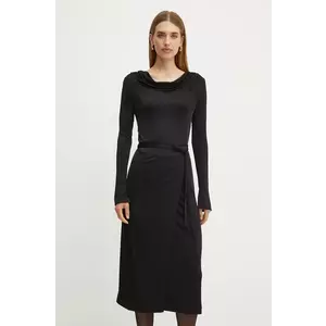 BOSS rochie culoarea negru, midi, evazată, 50518786 imagine