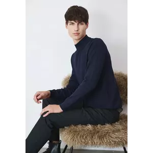 Medicine pulover bărbați, culoarea bleumarin, light, cu turtleneck imagine