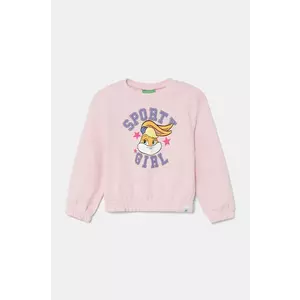 United Colors of Benetton hanorac de bumbac pentru bebelusi culoarea roz, modelator, 3J68G10HE imagine