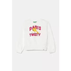 United Colors of Benetton hanorac de bumbac pentru bebelusi culoarea alb, modelator, 3J68G10HE imagine