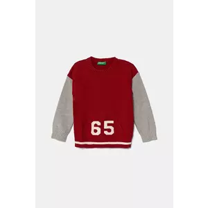 United Colors of Benetton pulover pentru copii din amestec de lana culoarea bordo, light, 1WUAH1027 imagine
