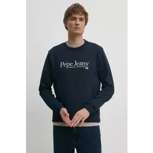 Pepe Jeans hanorac de bumbac SEAN barbati, culoarea albastru marin, cu imprimeu, PM582699 imagine