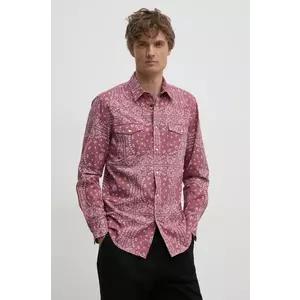 United Colors of Benetton camasa din bumbac barbati, culoarea roz, cu guler clasic, regular, 5QCAUQ04P imagine