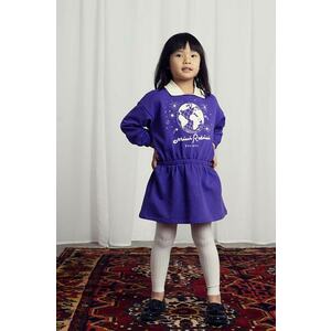 Mini Rodini rochie din bumbac pentru copii culoarea violet, mini, evazată, 2475010645 imagine