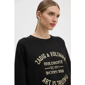 ZADIG&VOLTAIRE hanorac de bumbac femei, culoarea negru, cu imprimeu, JWSL00001 imagine