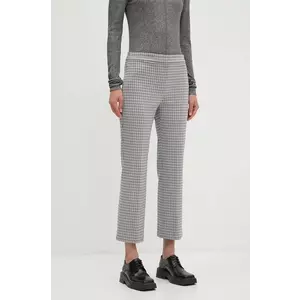 Theory pantaloni femei, culoarea gri, drept, high waist, O0727204 imagine