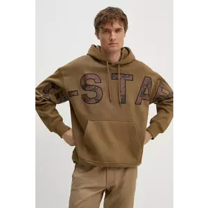 G-Star bluză bărbați, culoarea maro, cu glugă, uni, D25530-D733 imagine